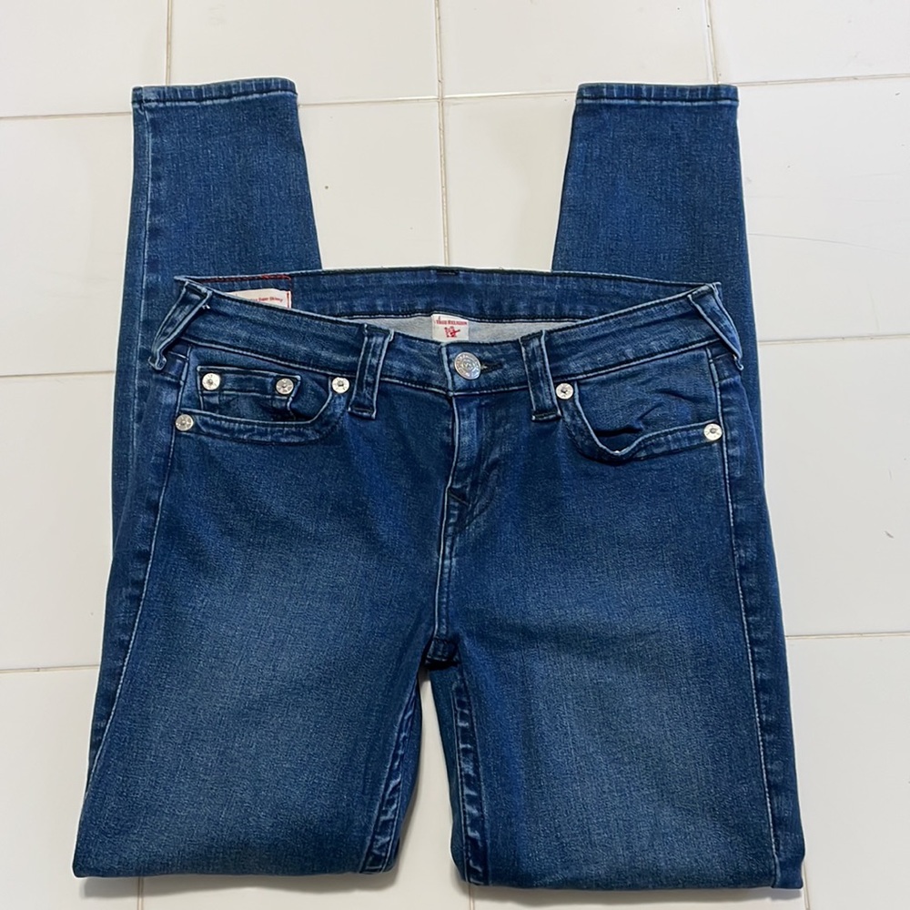 True Religion Mid Rise Halle Super Skinny Jeans